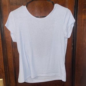 Light blue open back tee 💙 comfortable and casual.